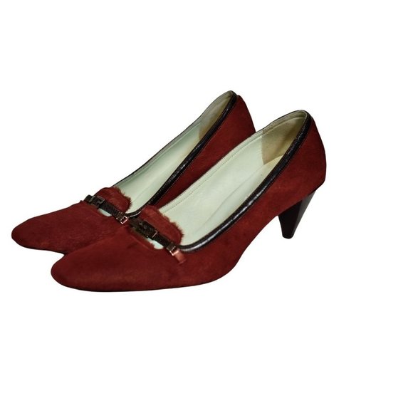 Women's Florence Girardier Dark Orange Mohair Square Toe Pump 7 - Picture 2 of 12